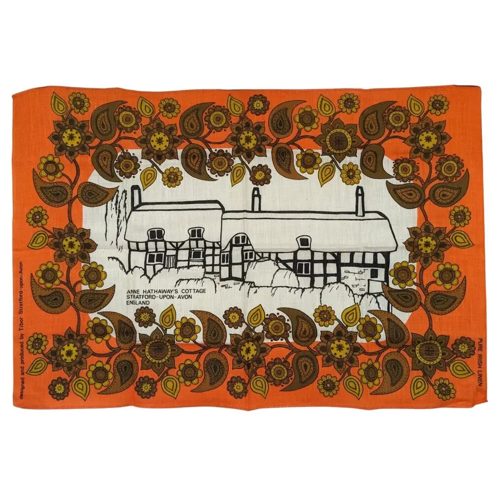 Vintage 1960's TEA TOWELS Lucerne Switzerland & Stratford Upon Avon Tibor Reich